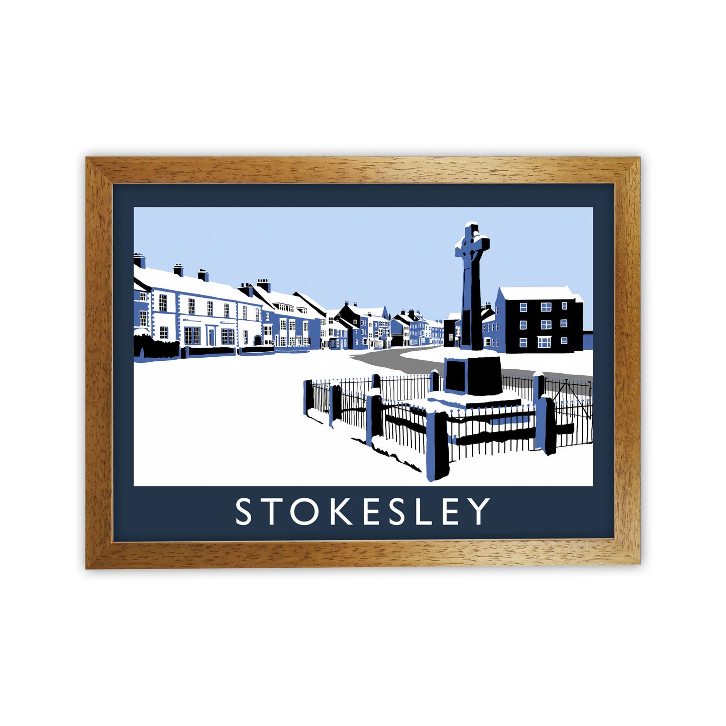 Stokesley Travel Art Print by Richard O'Neill, Framed Wall Art Oak Grain