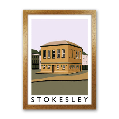 Stokesley Travel Art Print by Richard O'Neill, Framed Wall Art Oak Grain