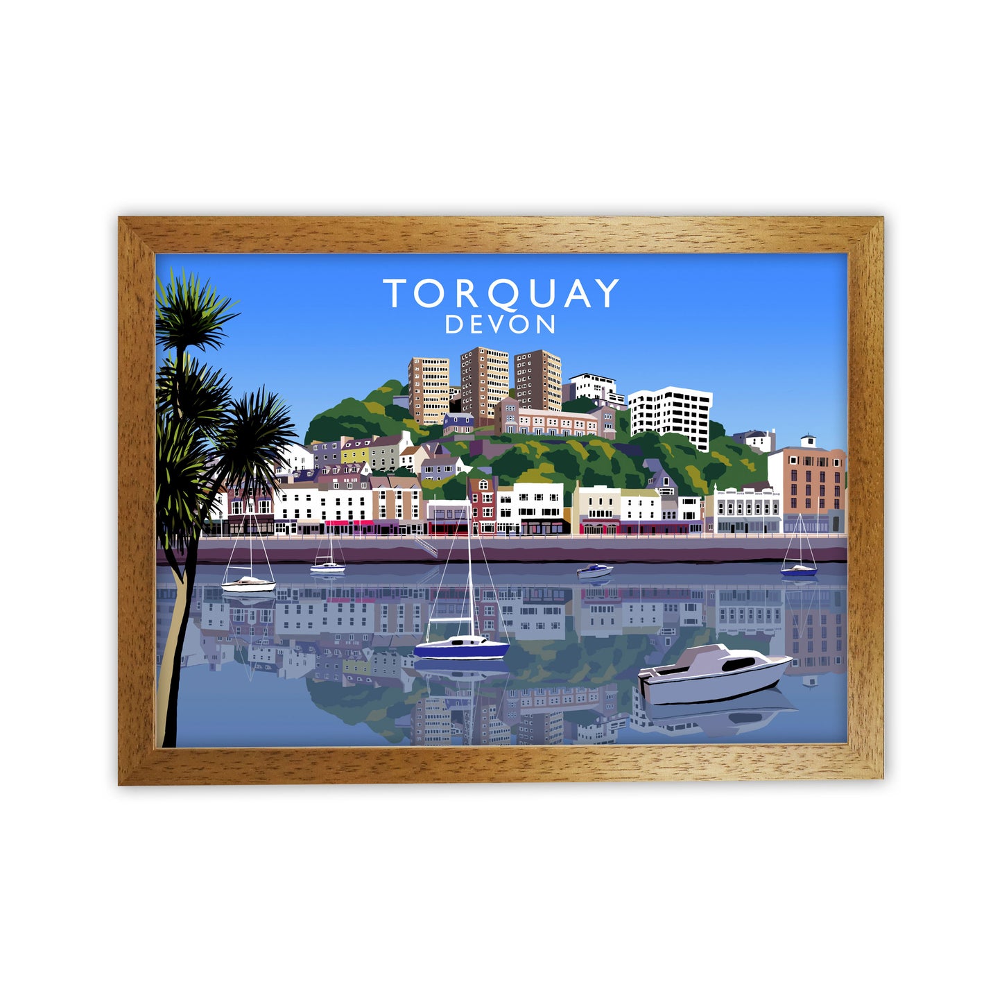 Torquay Devon Art Print by Richard O'Neill, Framed Wall Art Oak Grain