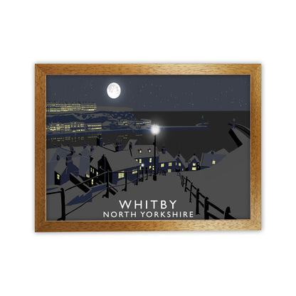 Whitby Travel Art Print by Richard O'Neill, Framed Wall Art Oak Grain