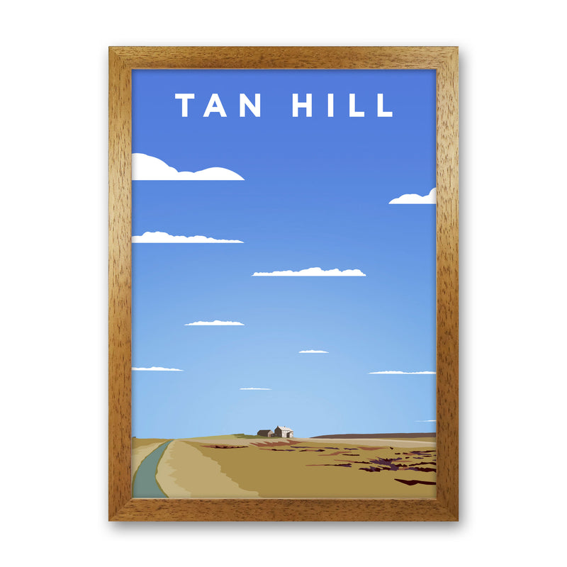 Tan Hill Travel Art Print by Richard O'Neill, Framed Wall Art Oak Grain