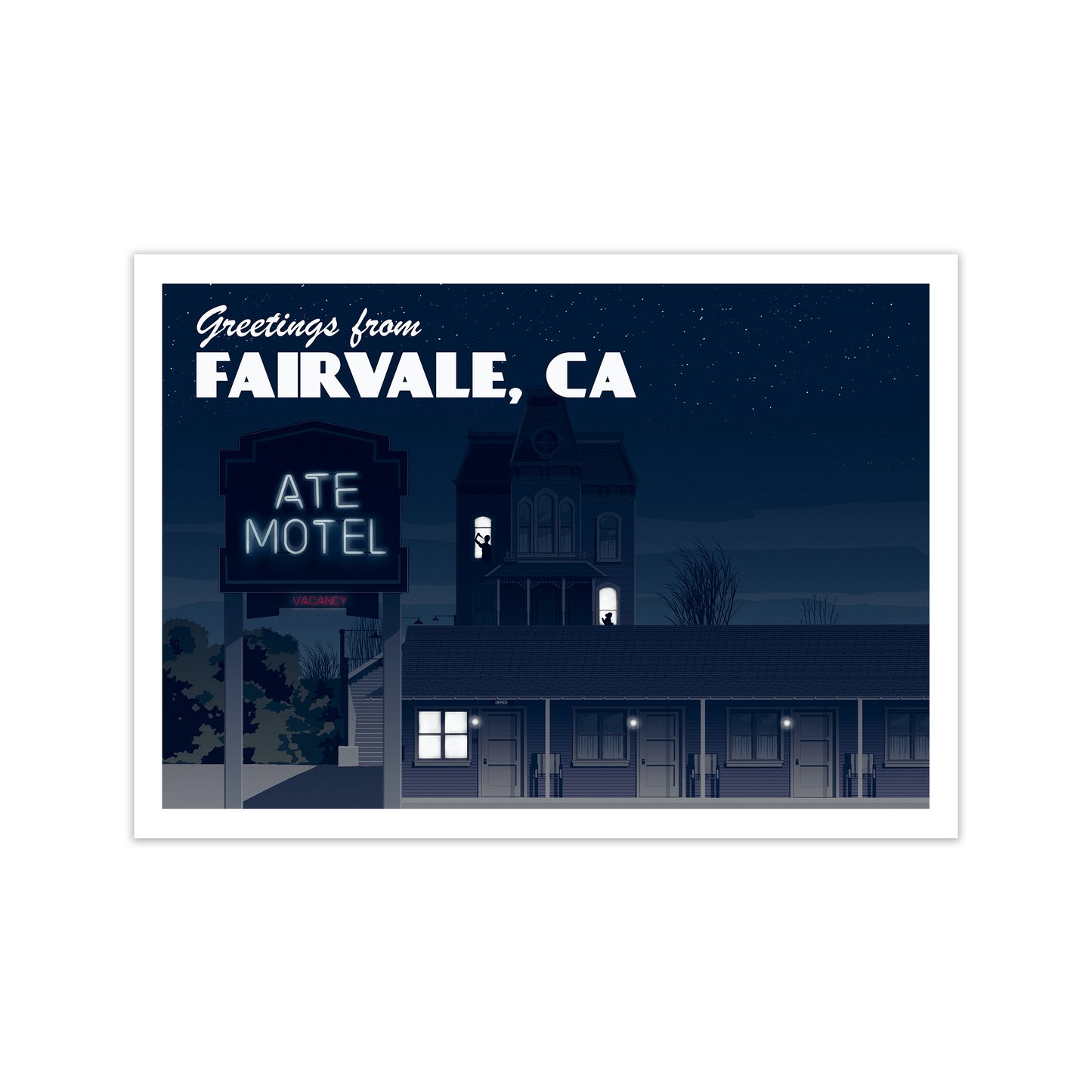 Bates Motel Night Art Print by Richard O'Neill Print Only