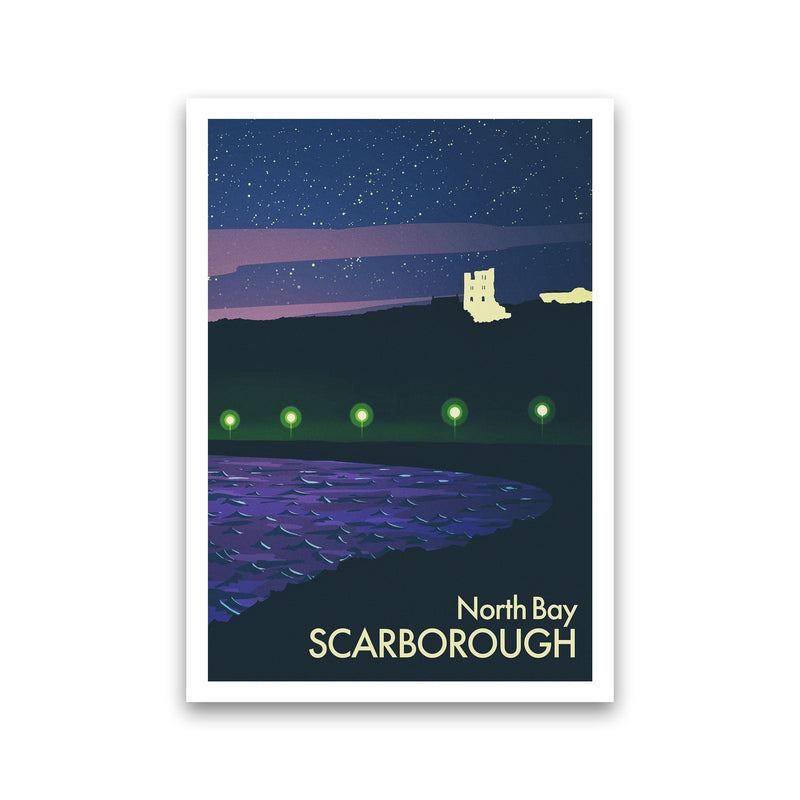North Bay, Scarborough (Night) Portrait Art Print by Richard O'Neill Print Only
