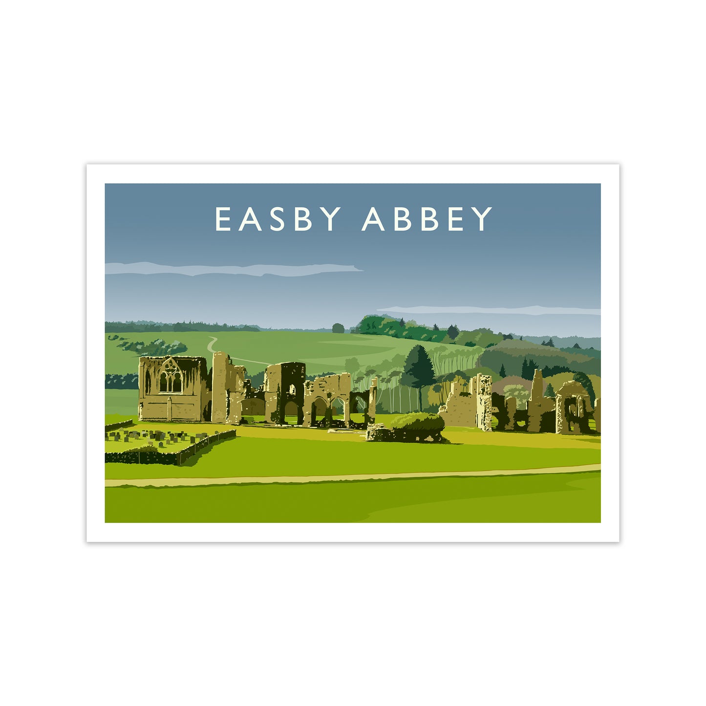 Easby Abbey Art Print by Richard O'Neill Print Only
