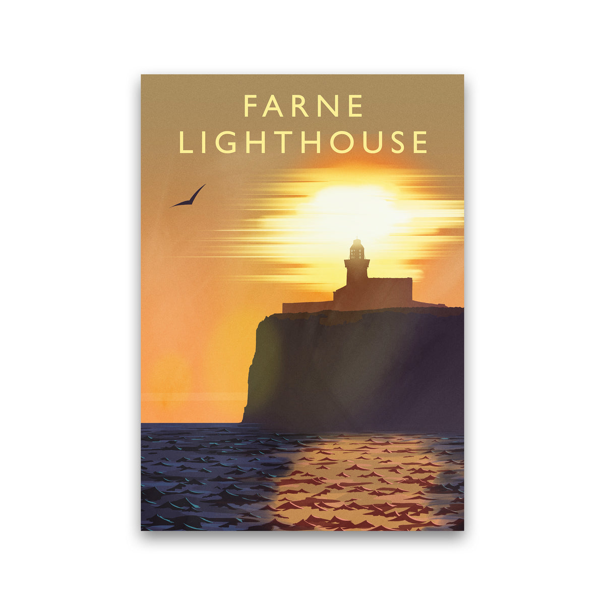 Farne Lighthouse portrait Travel Art Print by Richard O'Neill Print Only