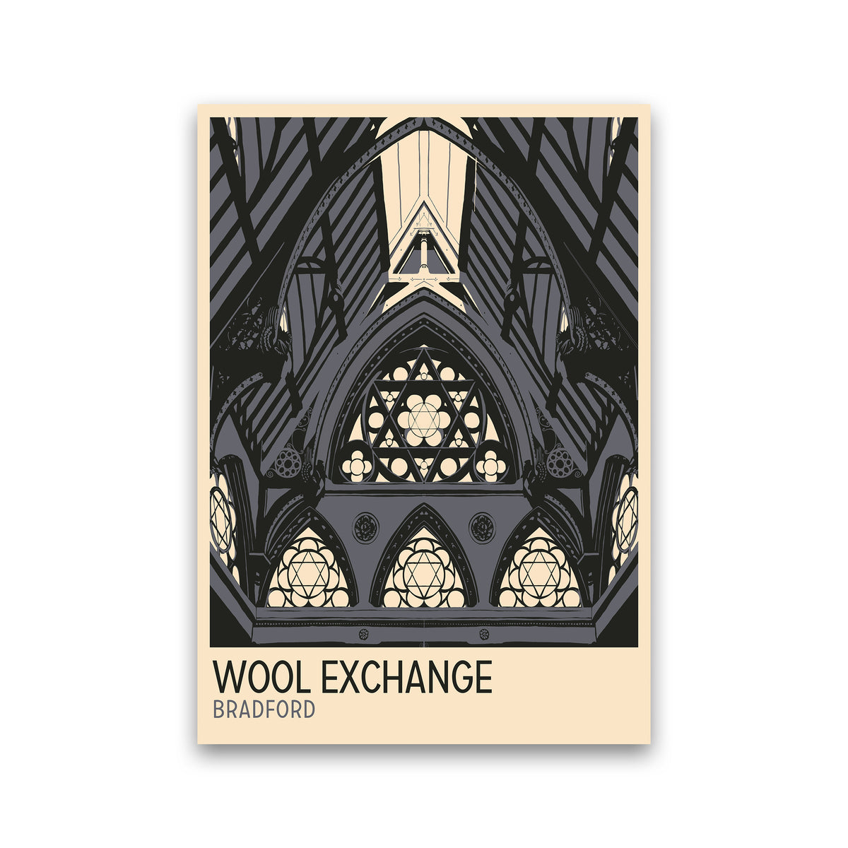 Wool Exchange, Bradford Travel Art Print by Richard O'Neill Print Only