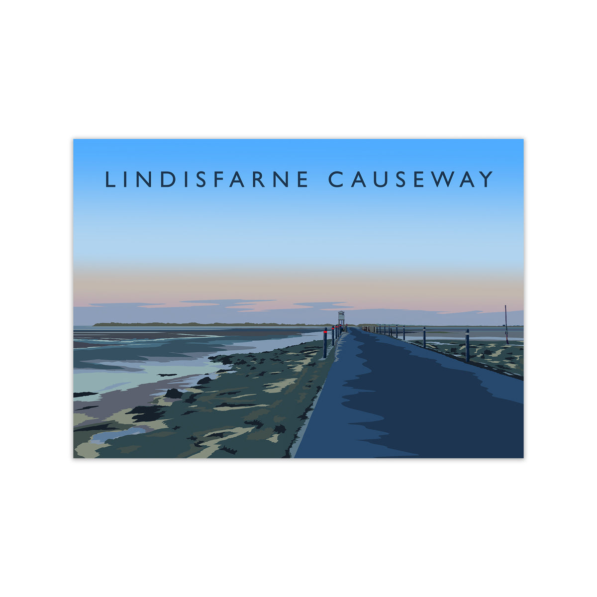 Lindisfarne Causeway Travel Art Print by Richard O'Neill Print Only