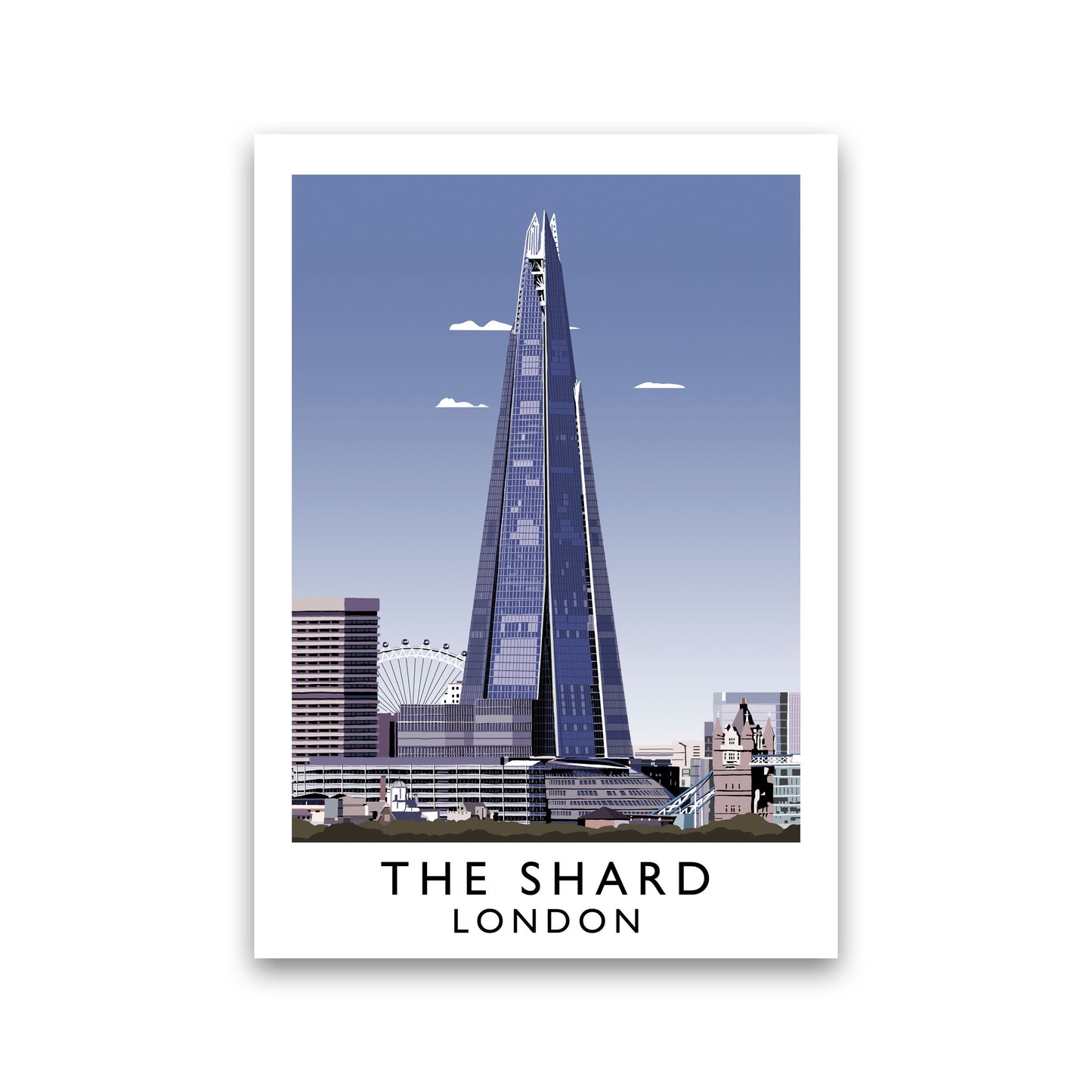The Shard London Vintage Travel Art Poster by Richard O'Neill, Framed Wall Art Print, Cityscape, Landscape Art Gifts Print Only