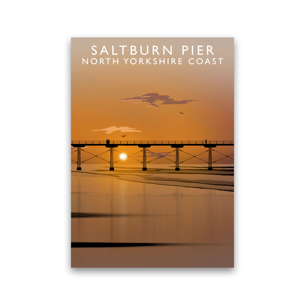 Saltburn Pier (Portrait) by Richard O'Neill Yorkshire Art Print, Travel Poster Print Only
