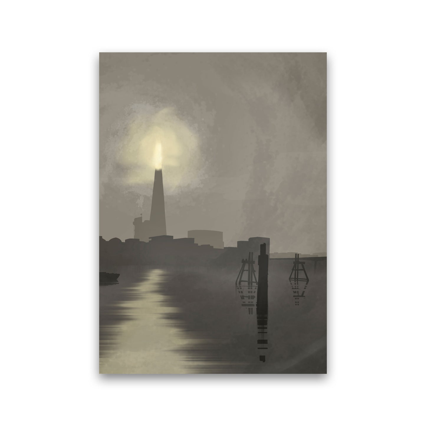 Shard In Fog Travel Art Print by Richard O'Neill, Framed Wall Art Print Only