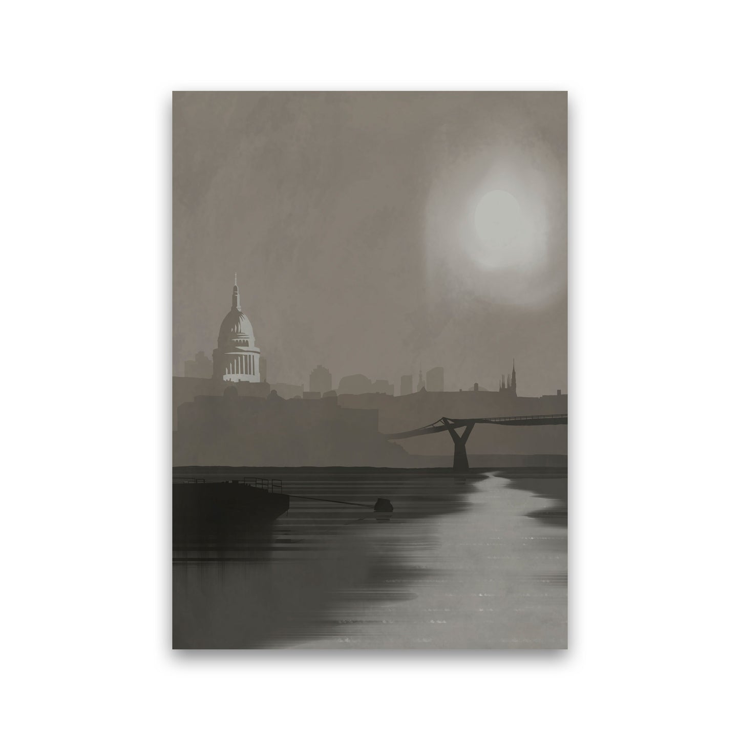 St. Paul's In Fog Travel Art Print by Richard O'Neill, Framed Wall Art Print Only