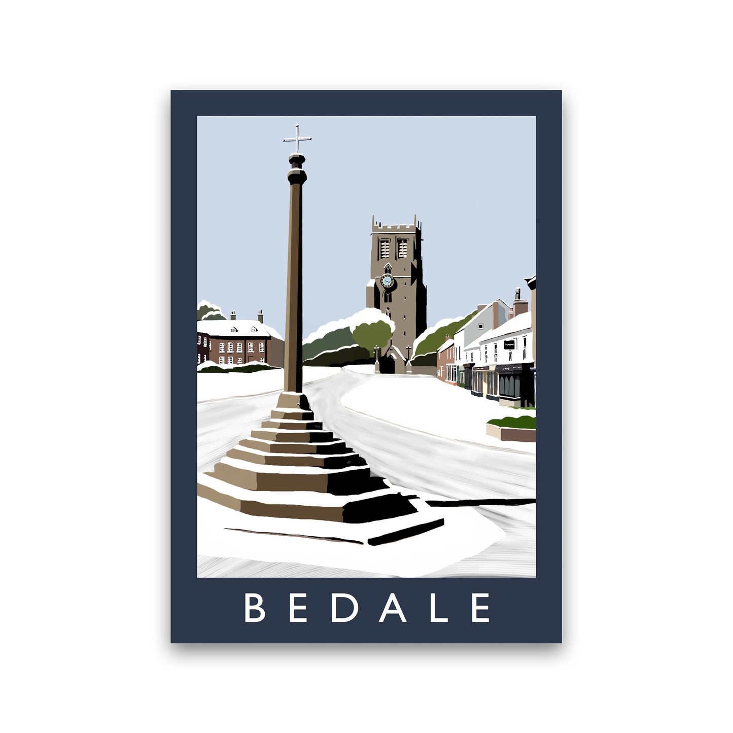 Bedale In Snow Portrait by Richard O'Neill Print Only