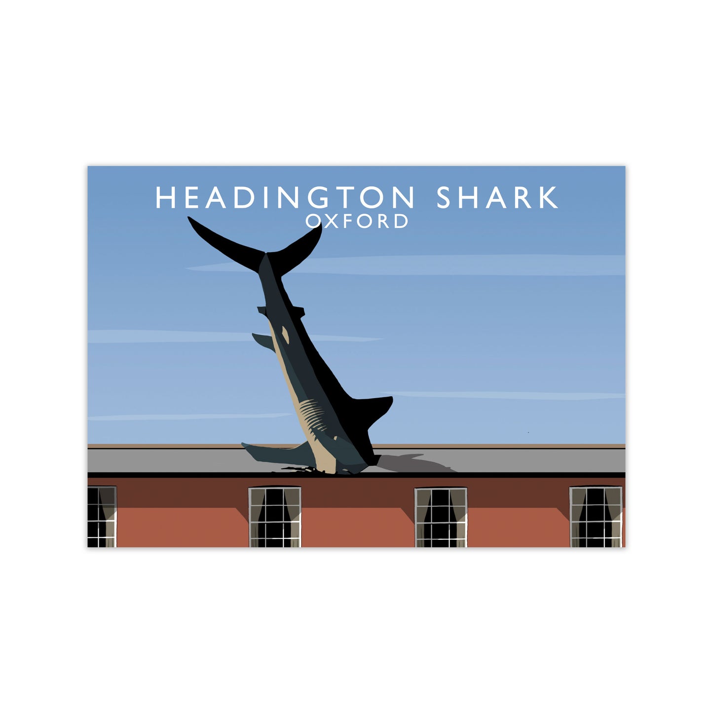 Headington Shark Oxford Travel Art Print by Richard O'Neill, Framed Wall Art Print Only