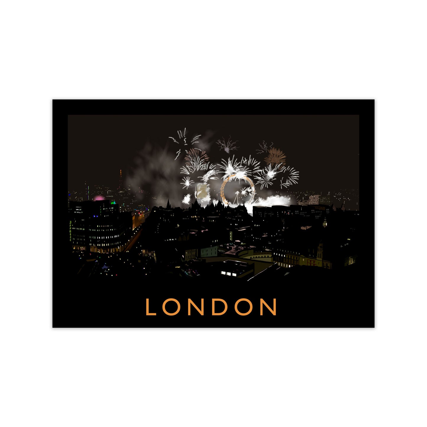 London Travel Art Print by Richard O'Neill, Framed Wall Art Print Only