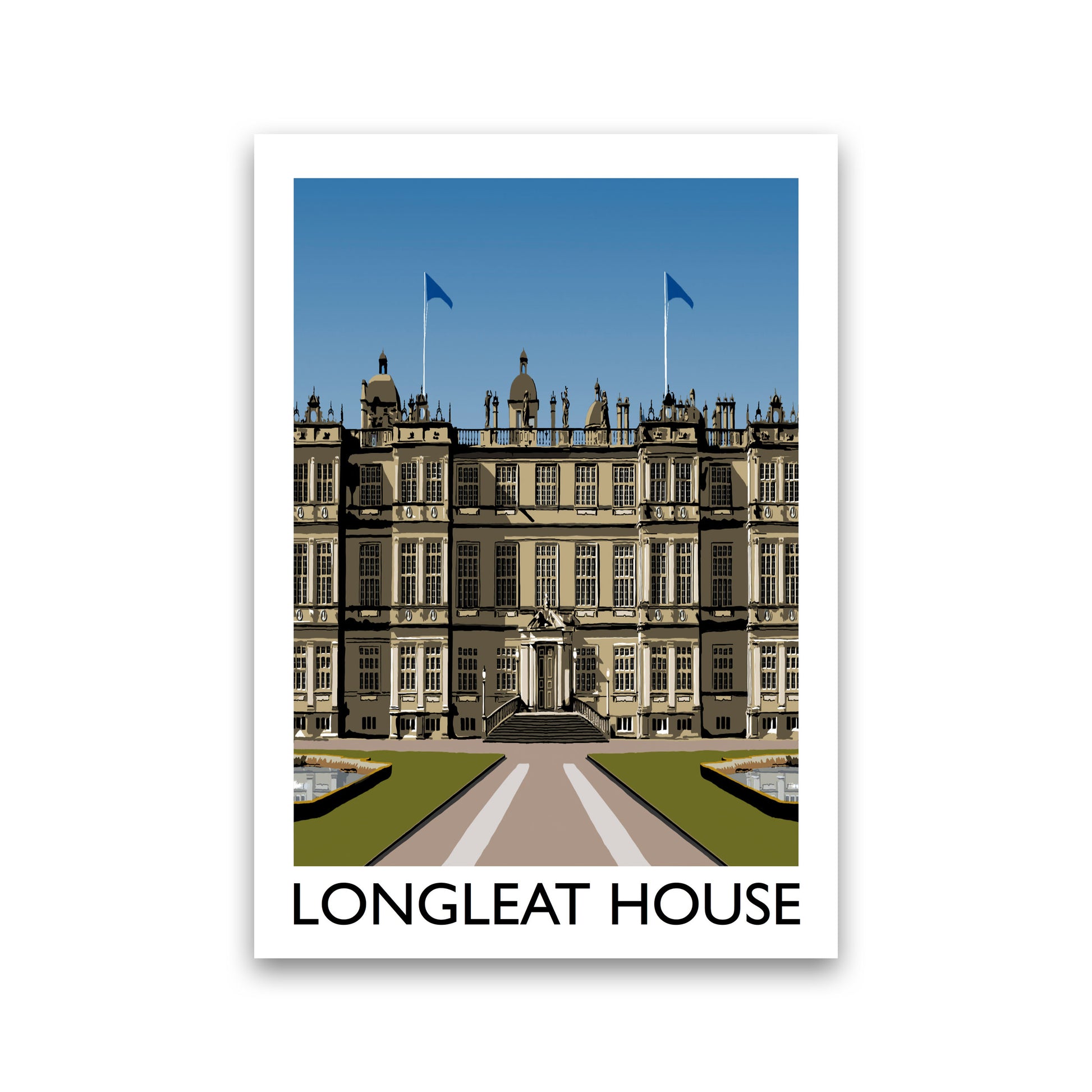 Longleat House Travel Art Print by Richard O'Neill, Framed Wall Art Print Only