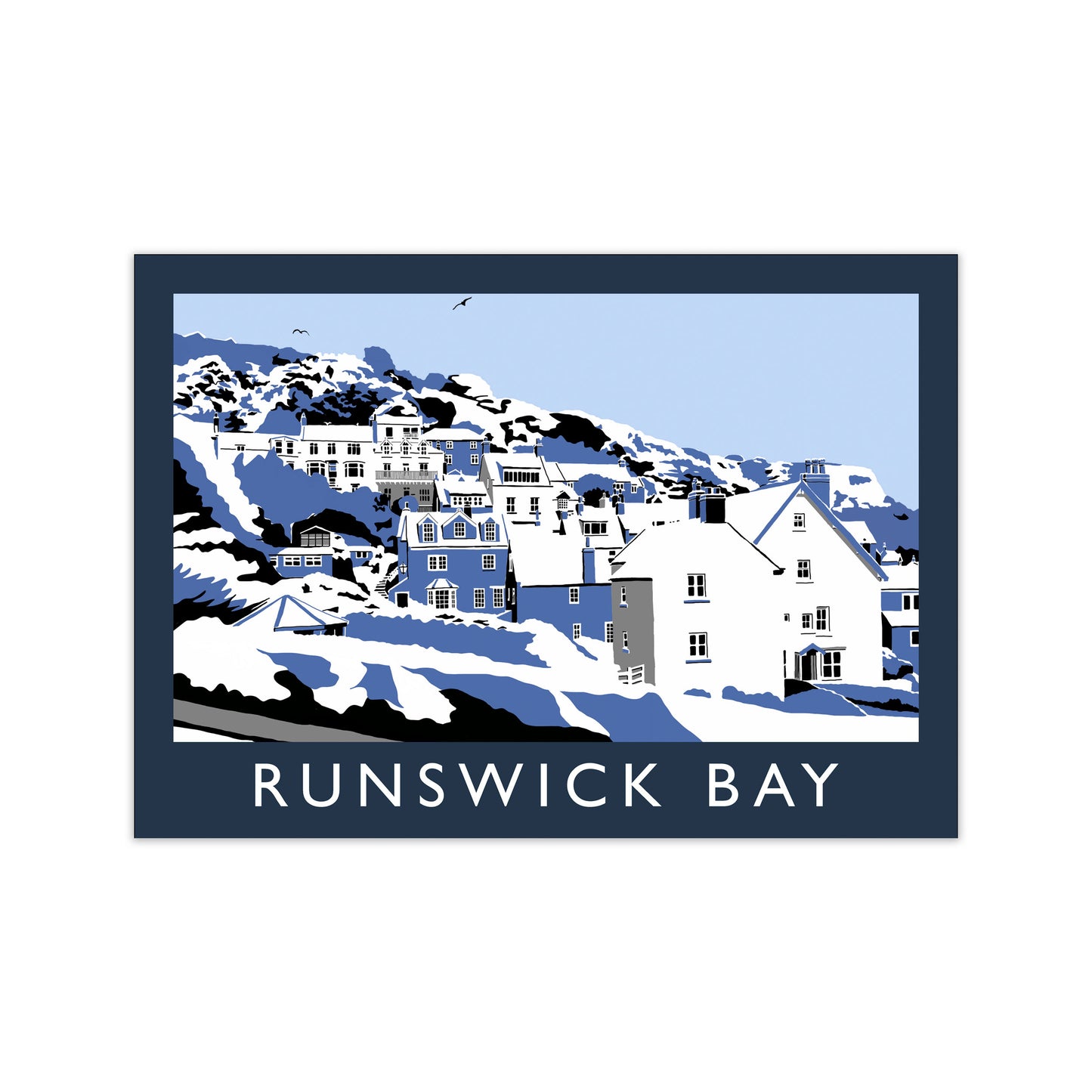 Runswick Bay Travel Art Print by Richard O'Neill, Framed Wall Art Print Only