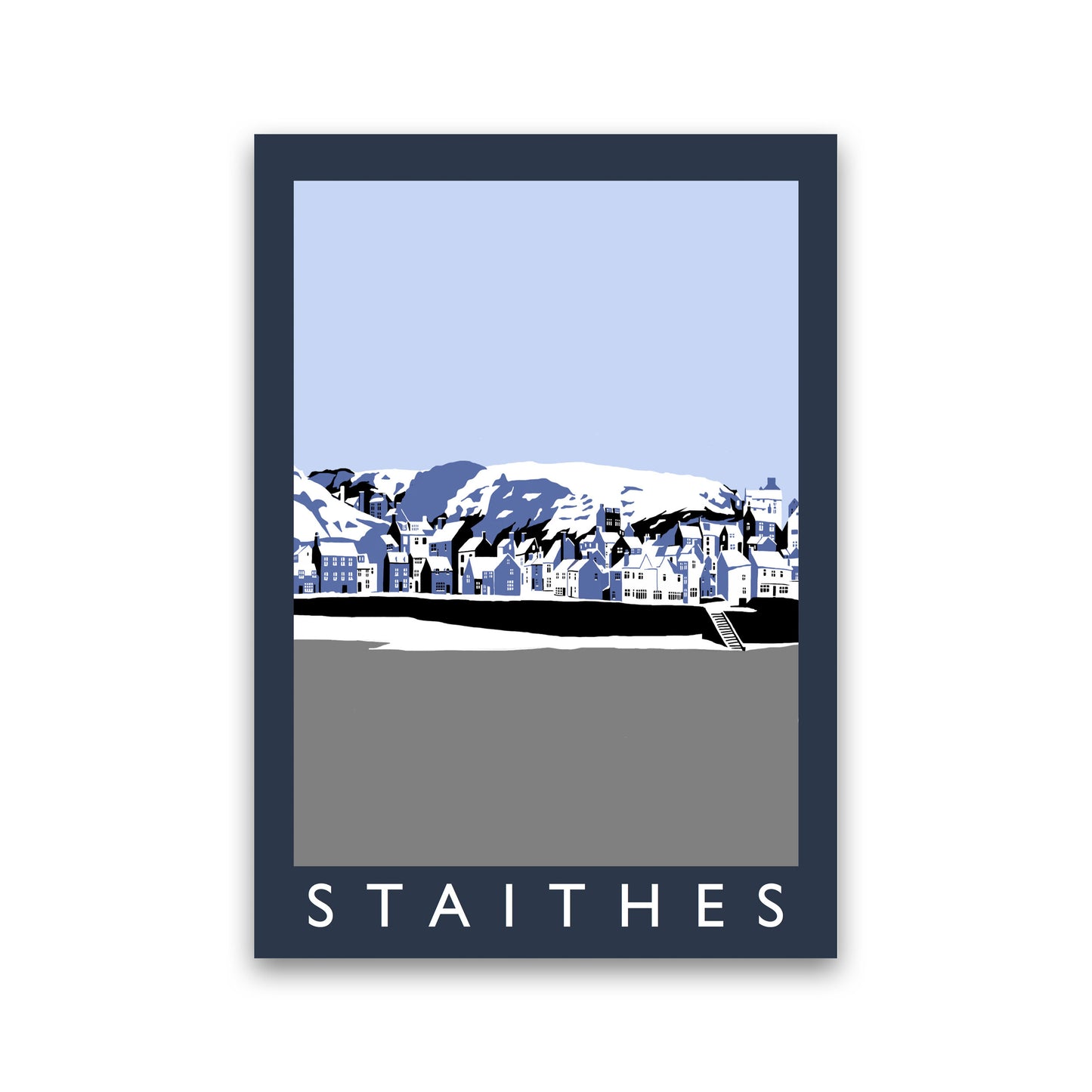 Staithes Travel Art Print by Richard O'Neill, Framed Wall Art Print Only
