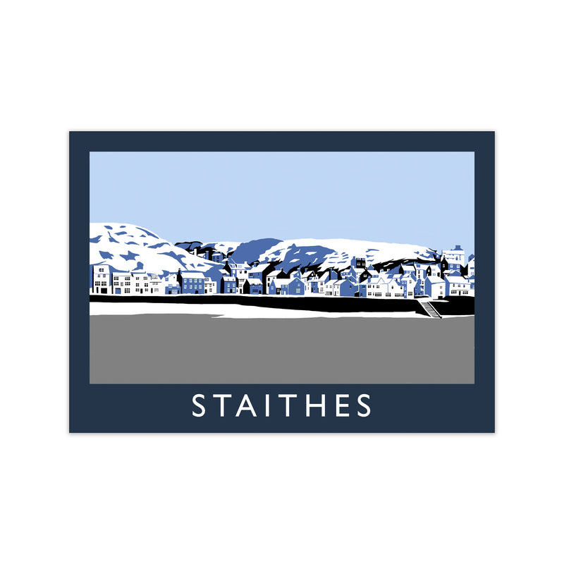 Staithes Travel Art Print by Richard O'Neill, Framed Wall Art Print Only