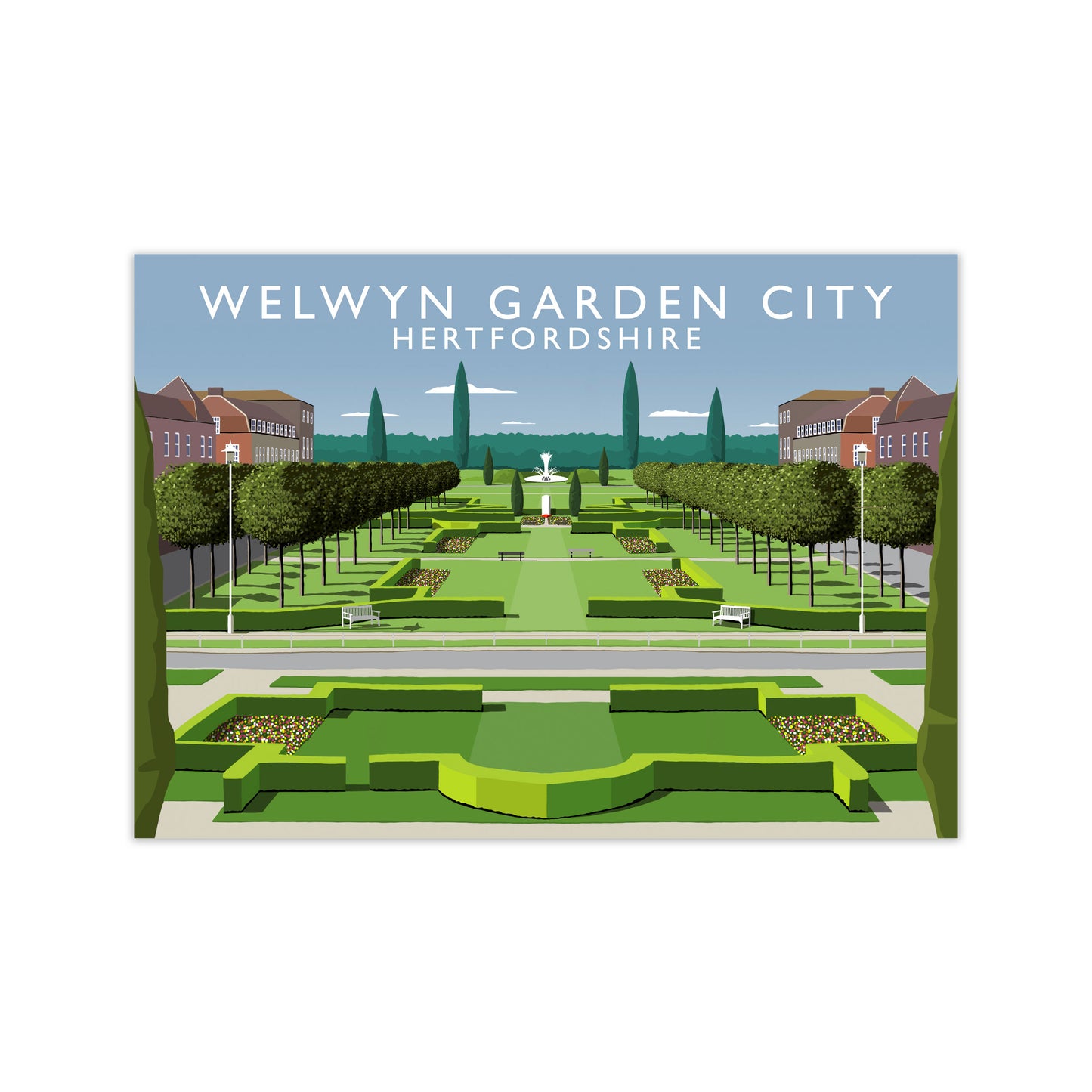 Welwyn Garden City Hertfordshire Travel Art Print by Richard O'Neill Print Only