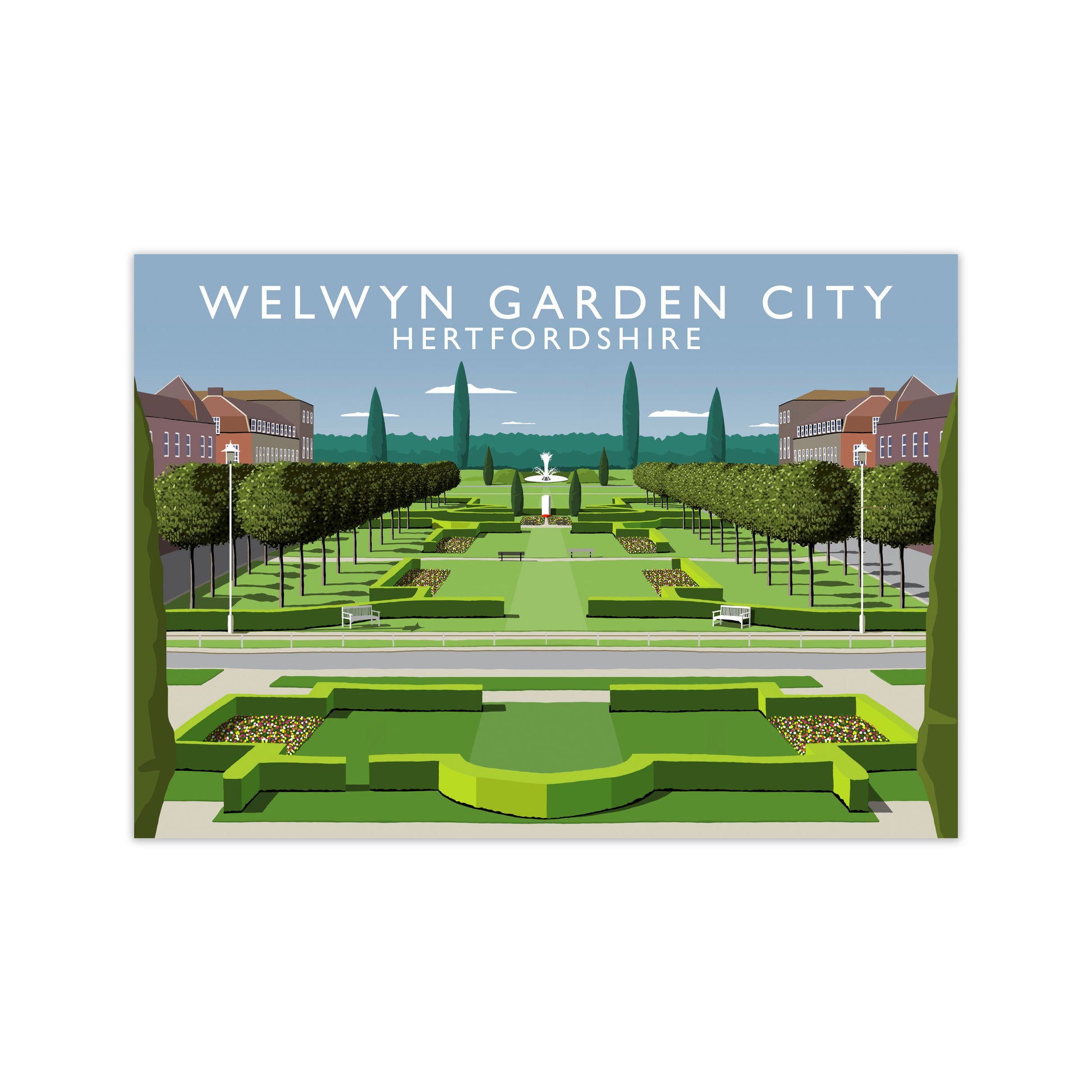 Welwyn Garden City Hertfordshire Travel Art Print by Richard O'Neill Print Only