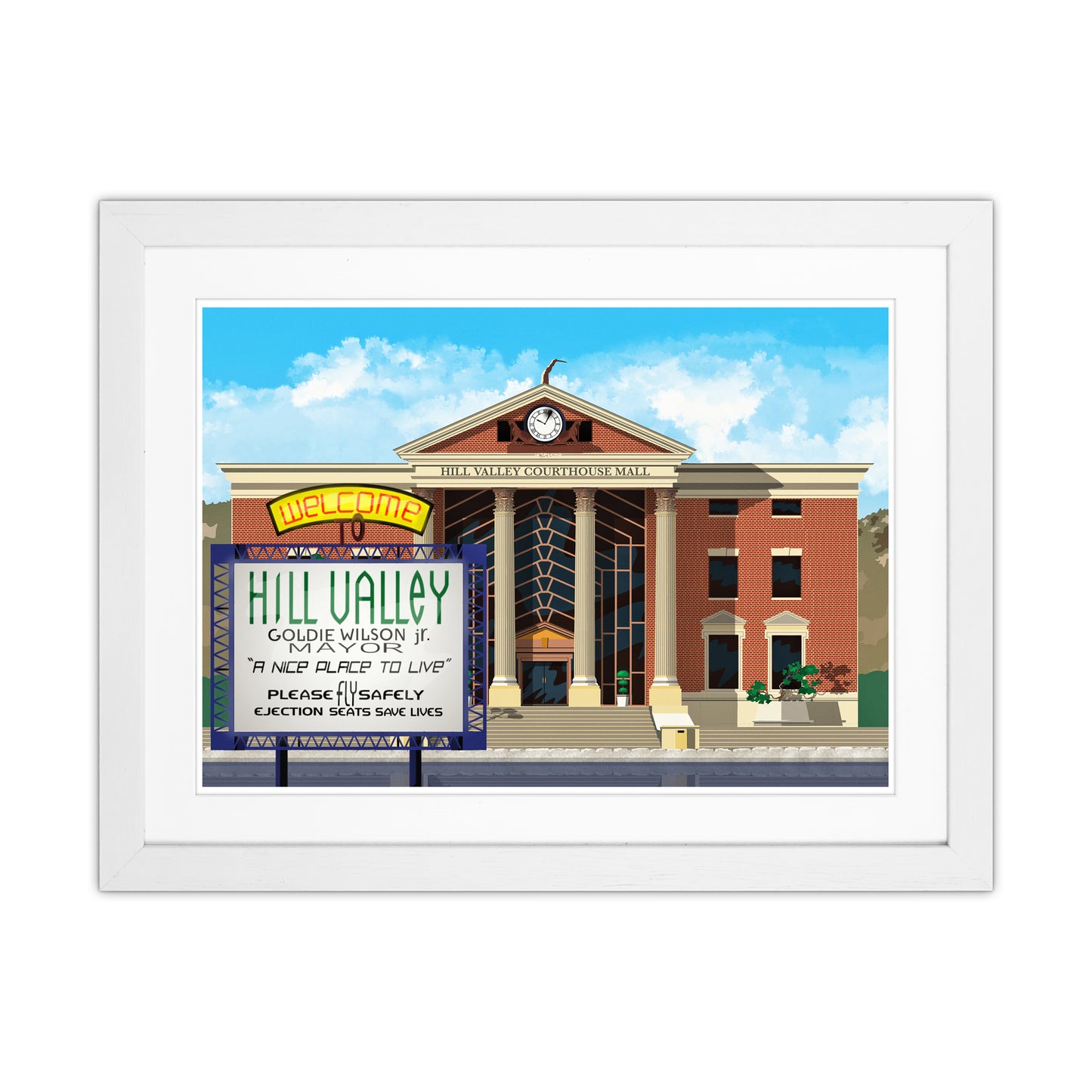Hill Valley 2015 Revised Art Print by Richard O'Neill White Grain