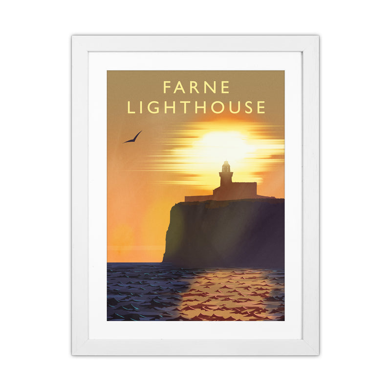 Farne Lighthouse portrait Travel Art Print by Richard O'Neill White Grain