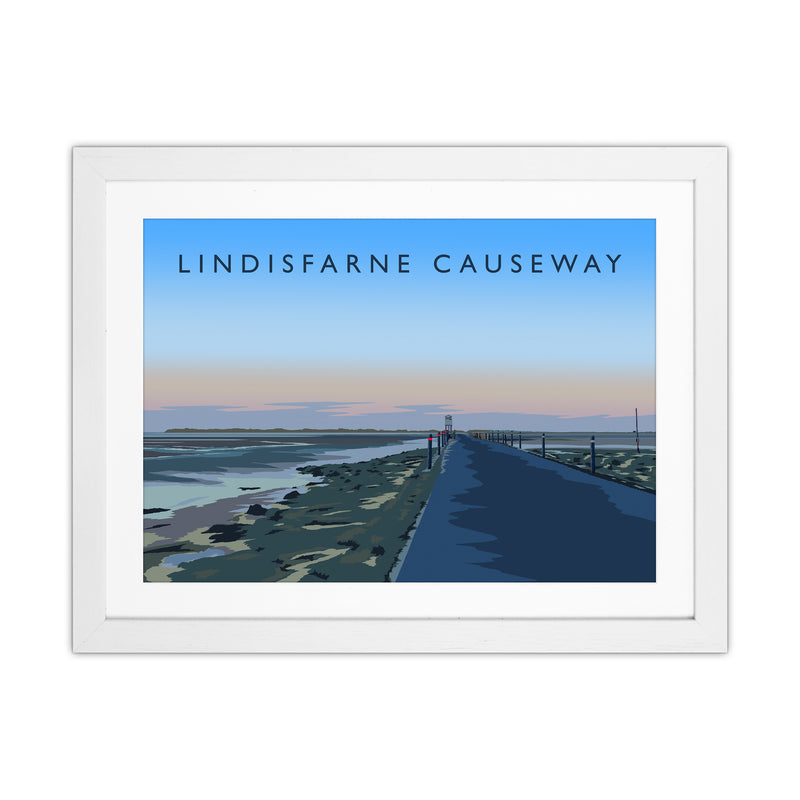 Lindisfarne Causeway Travel Art Print by Richard O'Neill White Grain