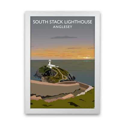 South Stack Lighthouse Anglesey Framed Digital Art Print by Richard O'Neill White Grain