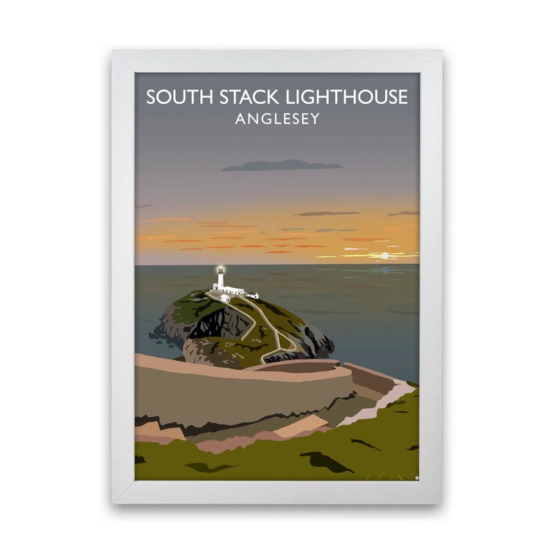 South Stack Lighthouse Anglesey Framed Digital Art Print by Richard O'Neill White Grain