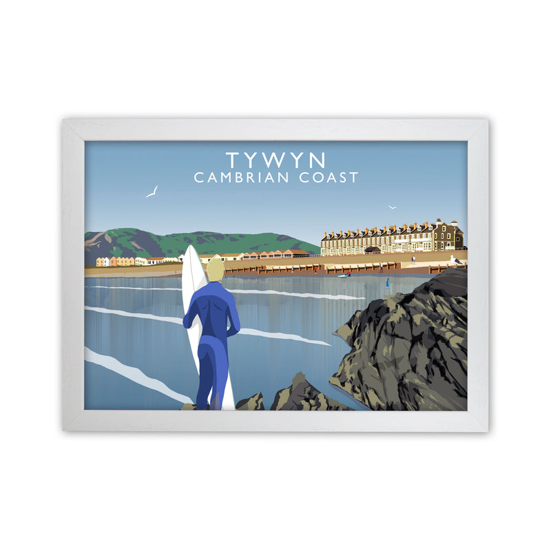 Tywyn Cambrian Coast Framed Digital Art Print by Richard O'Neill White Grain