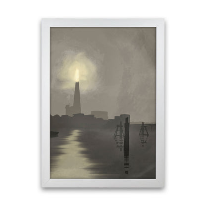 Shard In Fog Travel Art Print by Richard O'Neill, Framed Wall Art White Grain