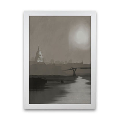 St. Paul's In Fog Travel Art Print by Richard O'Neill, Framed Wall Art White Grain