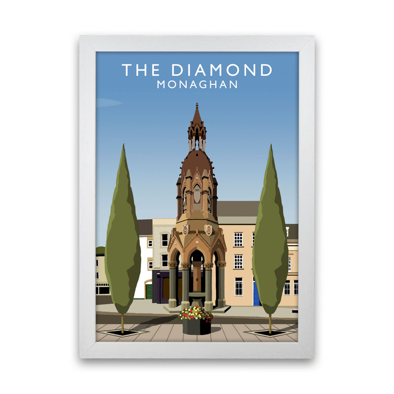 The Diamond Monaghan Travel Art Print by Richard O'Neill, Framed Wall Art White Grain