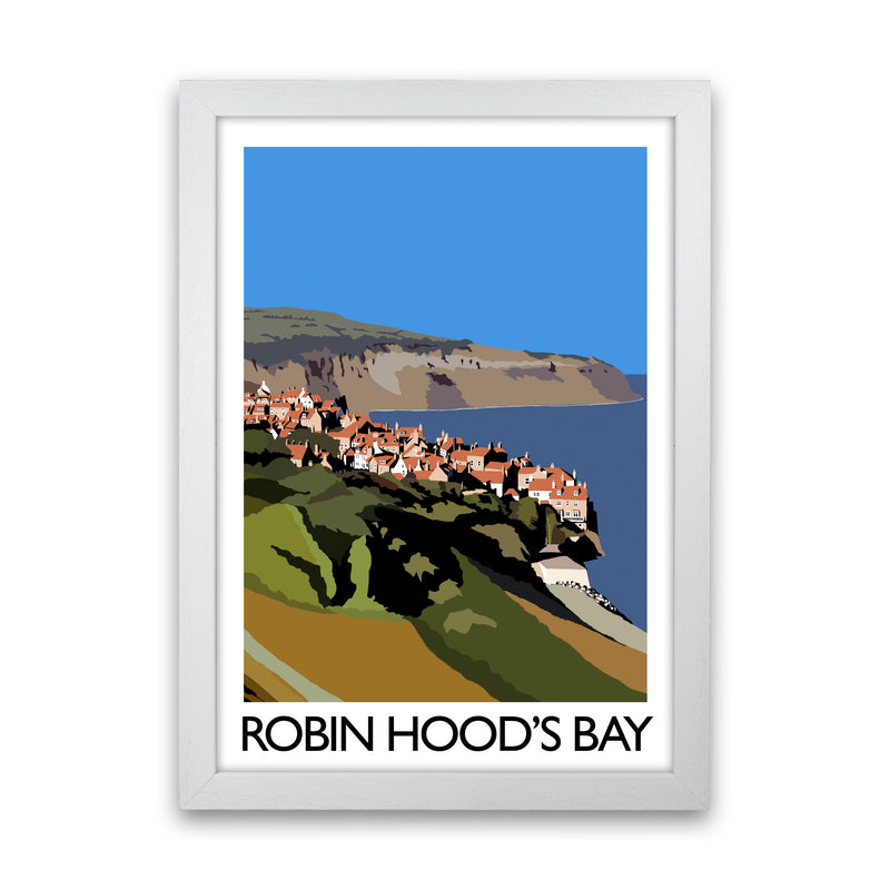 Robin Hood's Bay Travel Art Print by Richard O'Neill, Framed Wall Art White Grain