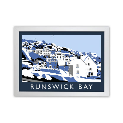 Runswick Bay Travel Art Print by Richard O'Neill, Framed Wall Art White Grain