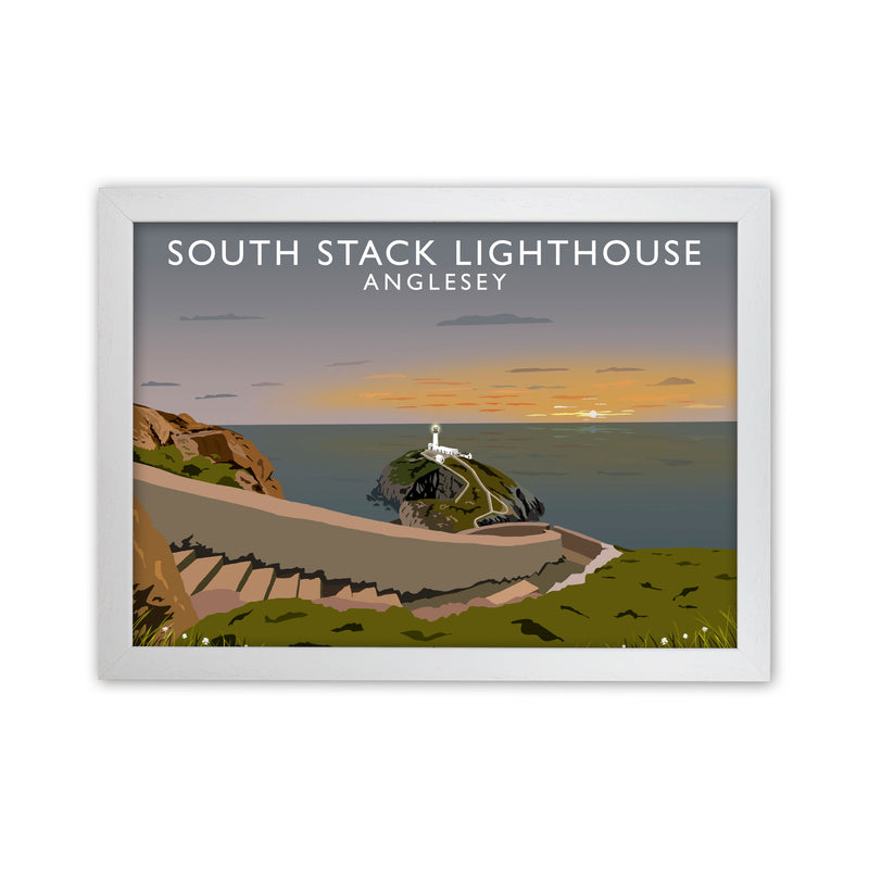 South Stack Lighthouse Anglesey Travel Art Print by Richard O'Neill White Grain