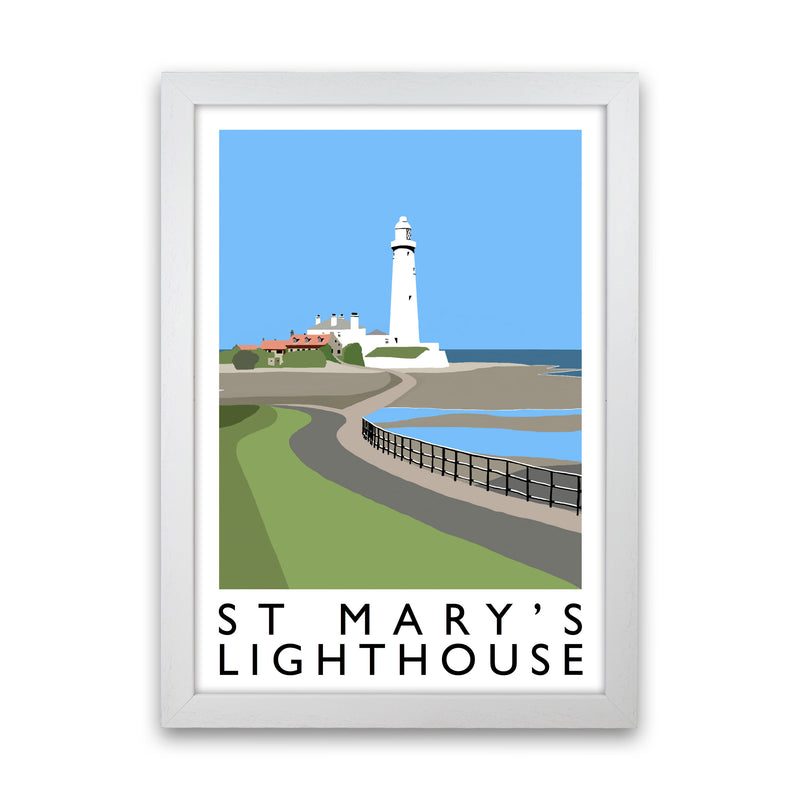 St Mary's Lighthouse Travel Art Print by Richard O'Neill White Grain