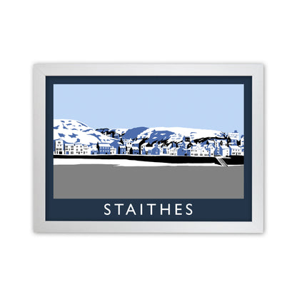 Staithes Travel Art Print by Richard O'Neill, Framed Wall Art White Grain