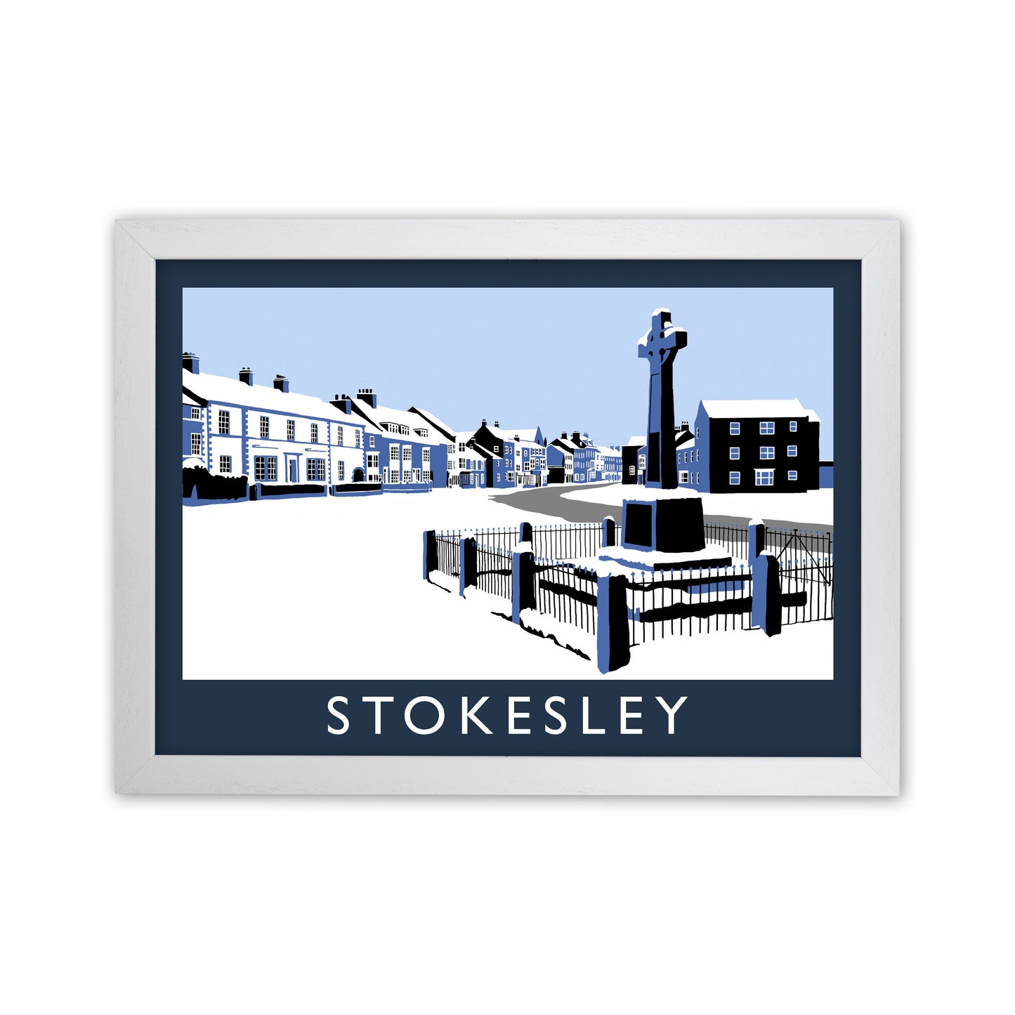 Stokesley Travel Art Print by Richard O'Neill, Framed Wall Art White Grain