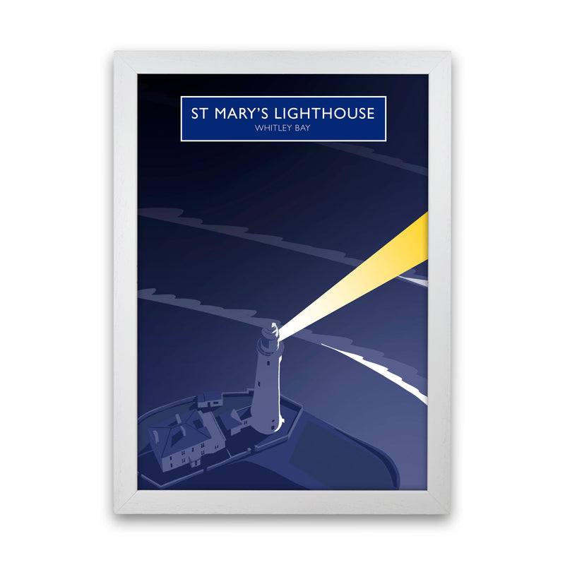 St Mary's Lighthouse Whitley Bay Framed Art Print by Richard O'Neill White Grain