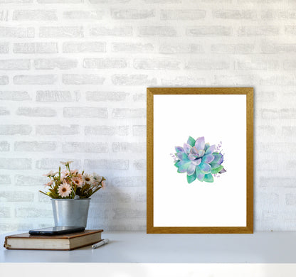 Aqua Succulent Botanical Art Print by Seven Trees Design