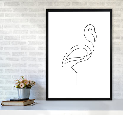 One Line Flamingo Art Print by Seven Trees Design A1 White Frame