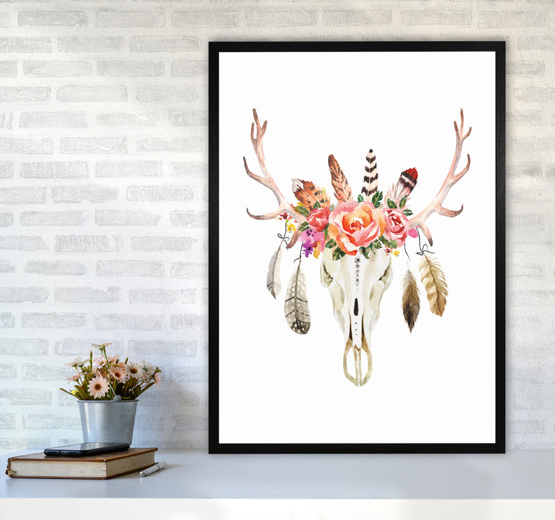 Boho cow skull Art Print by Seven Trees Design A1 White Frame