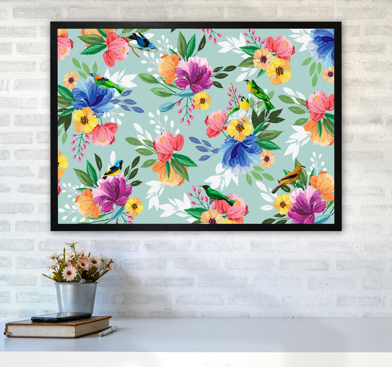 flowers birds Art Print by Seven Trees Design A1 White Frame