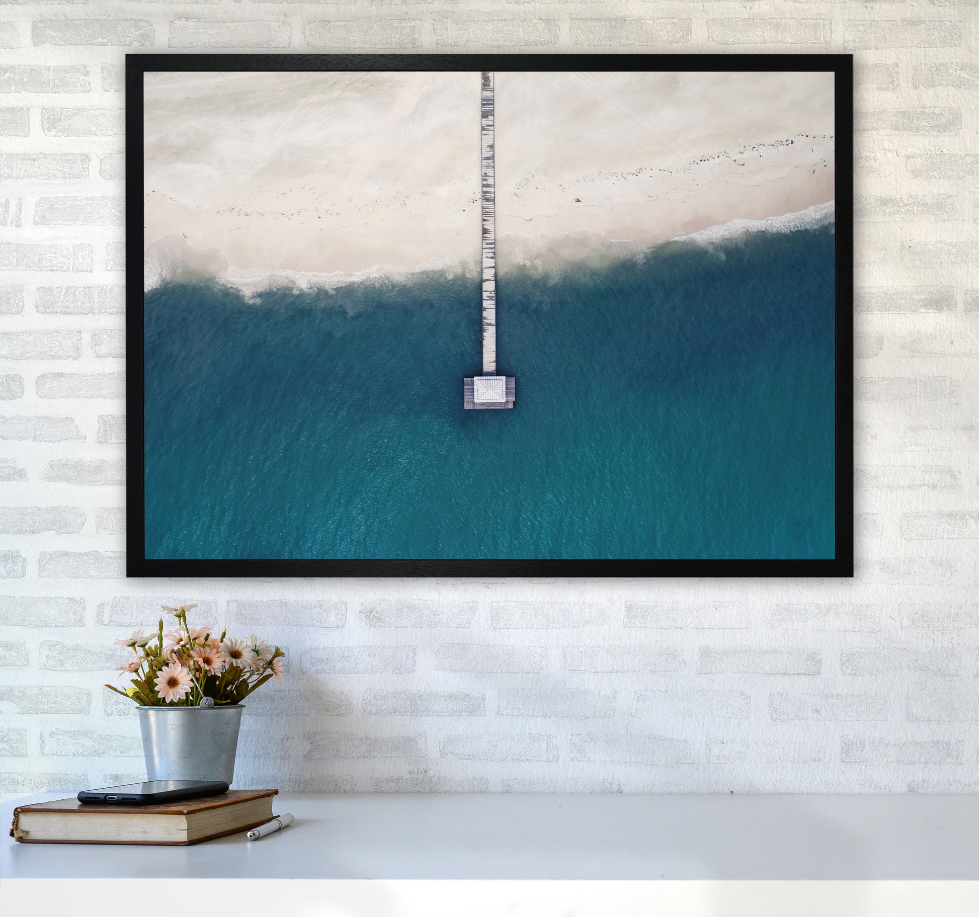 The bay from the sky Art Print by Seven Trees Design A1 White Frame