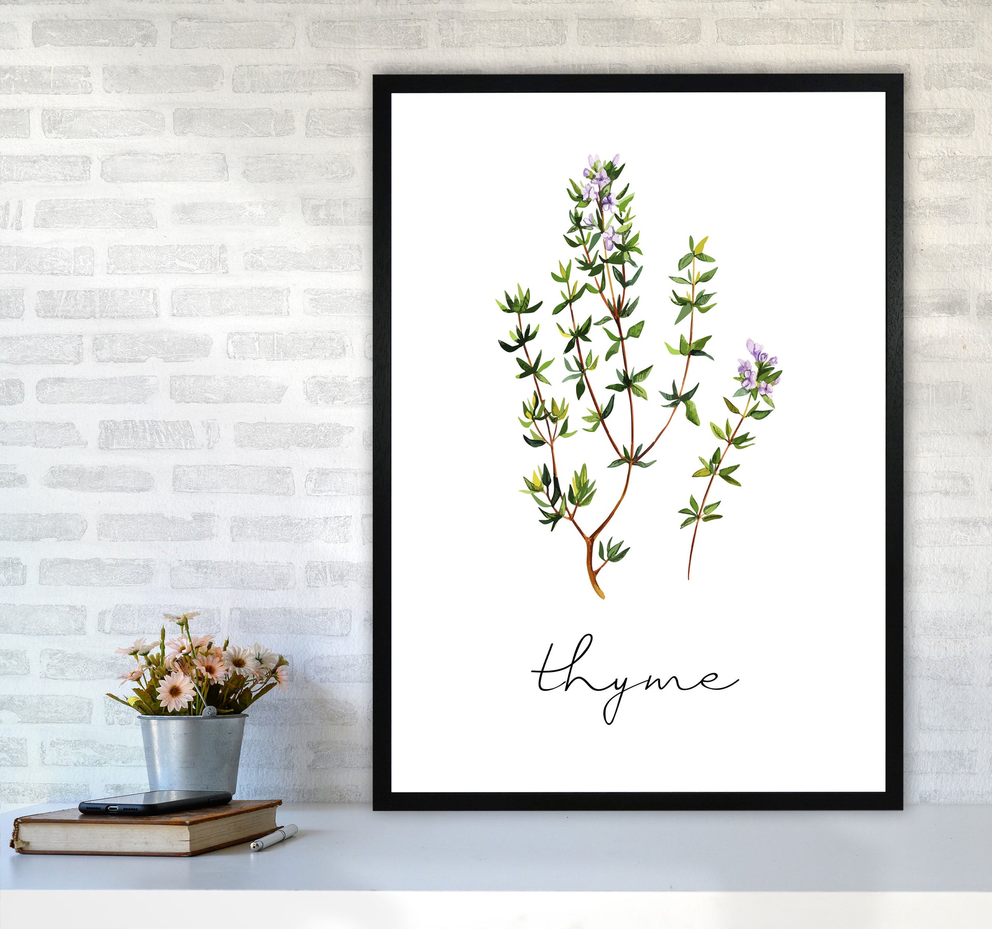 Thyme Art Print by Seven Trees Design A1 White Frame