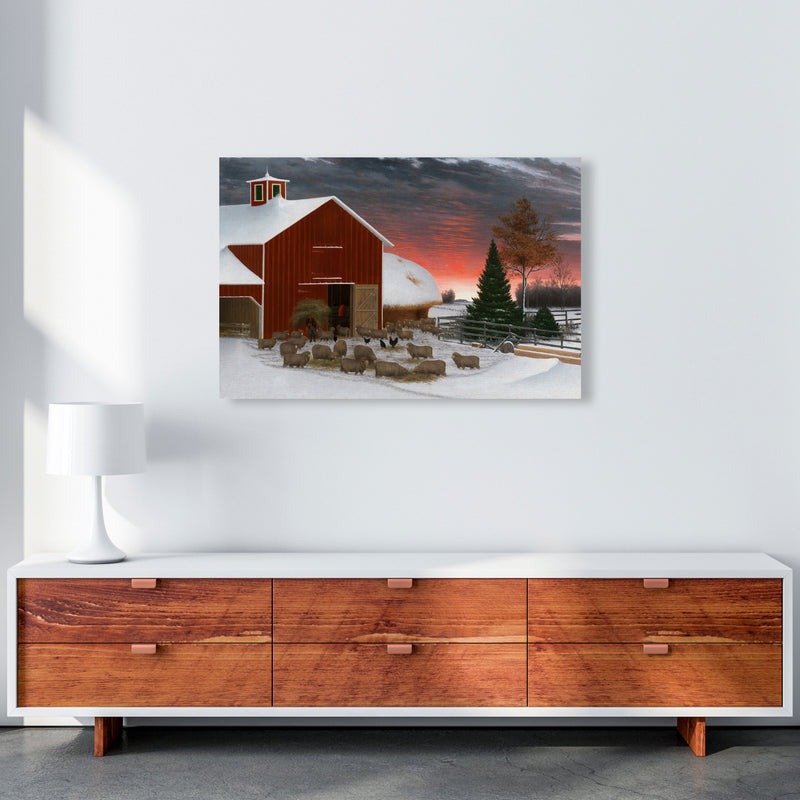Snowy Farm Art Print by Seven Trees Design A1 Canvas