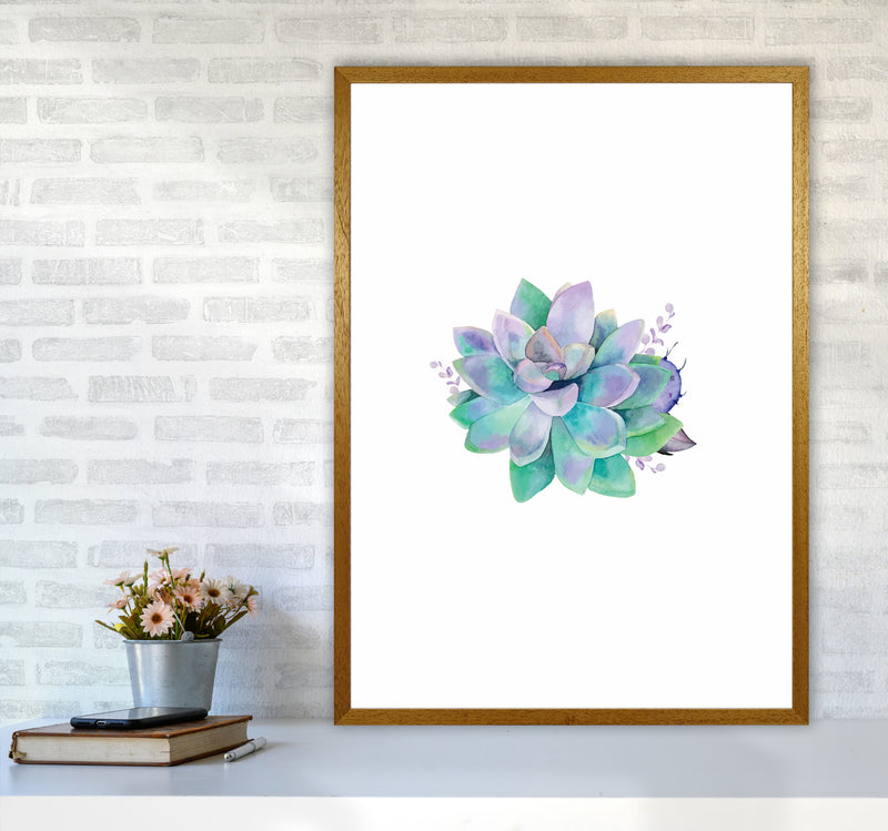 Aqua Succulent Botanical Art Print by Seven Trees Design A1 Print Only