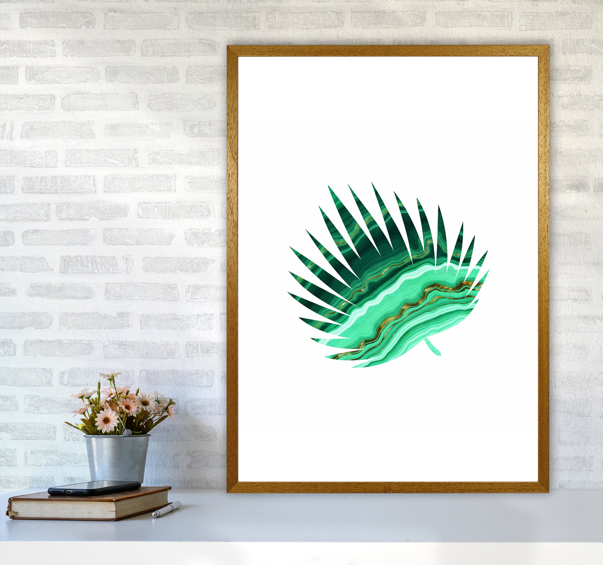 Green Marble Leaf II Art Print by Seven Trees Design