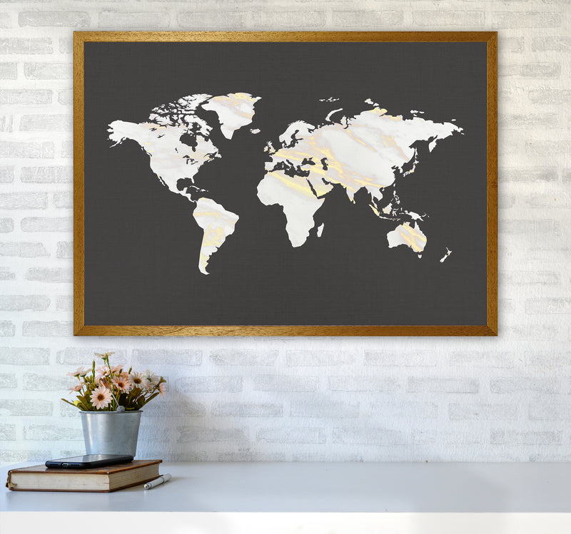 Marble Gold World Map Art Print by Seven Trees Design A1 Print Only